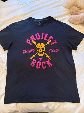 Under Armour Black Project Rock Skull Graphic Tee with Pink & Gold Accents